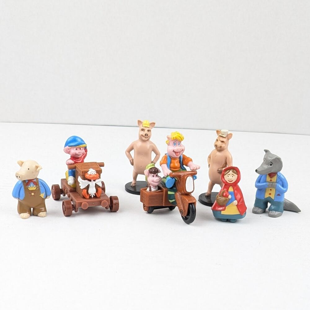 Fairy Tale Figures-Red Riding Hood, Wolf, Goat, Three Little Pigs-7 Piece Bundle